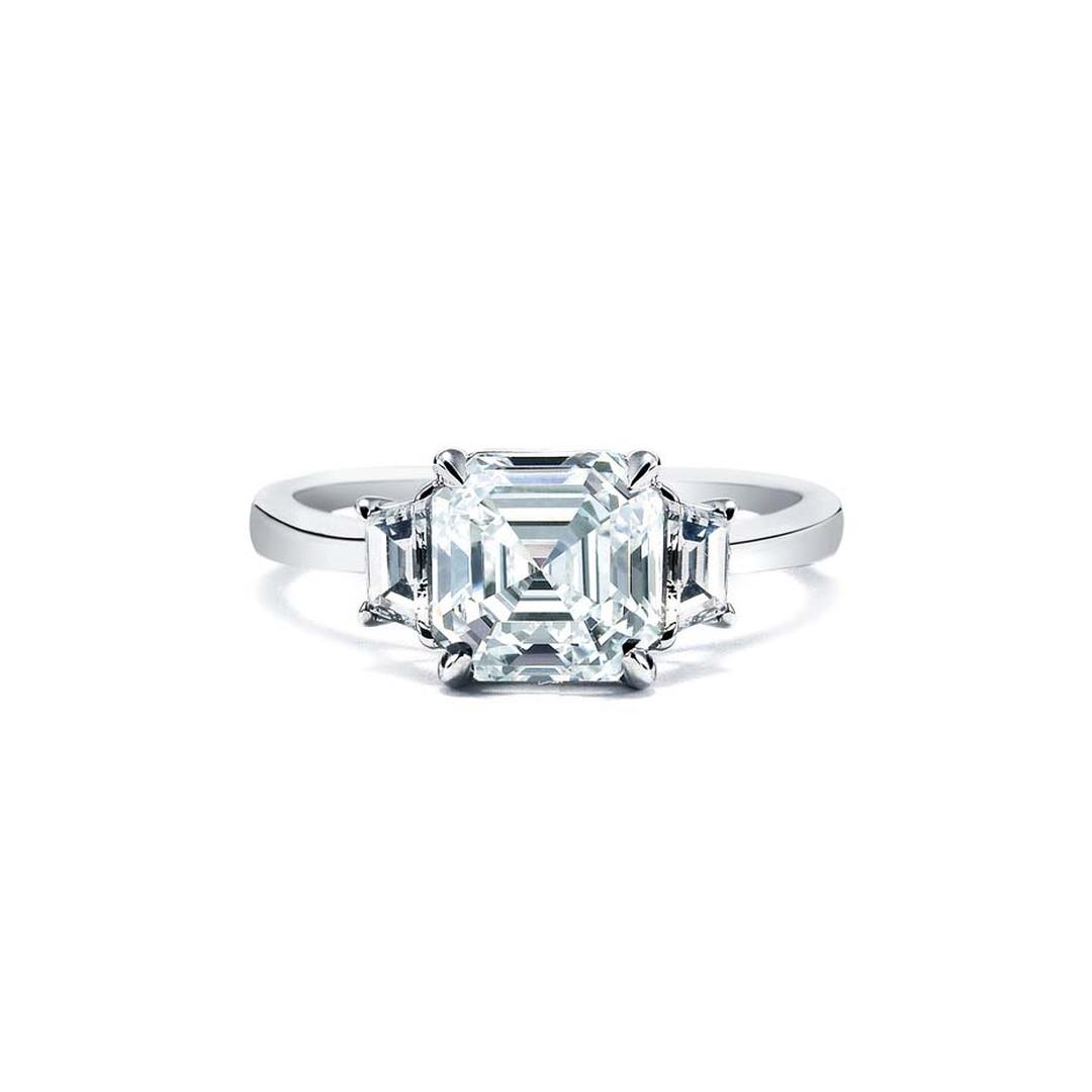 Royal Asscher Cut Diamond Engagement Ring In White Gold